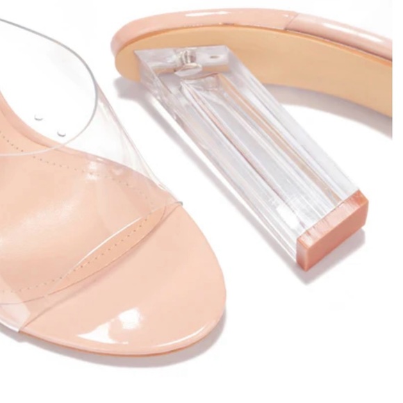 Transparent Clear Chunky Block High Heel Sandal- Nude - Picture 2 of 2